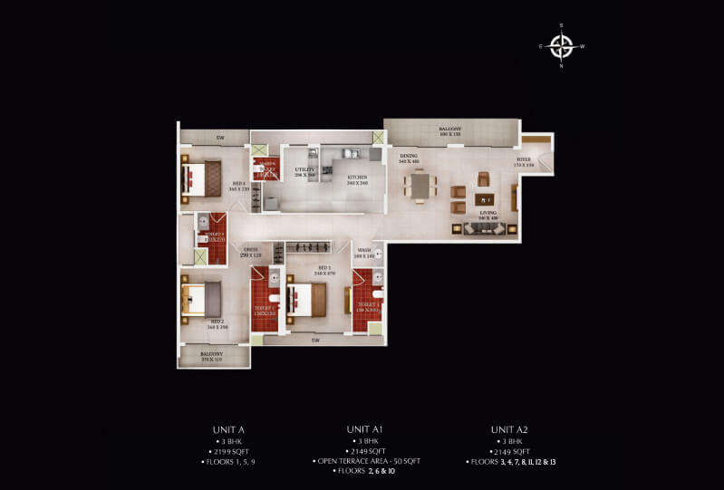 Urbanscape Dynasty - Unit A 3BHK