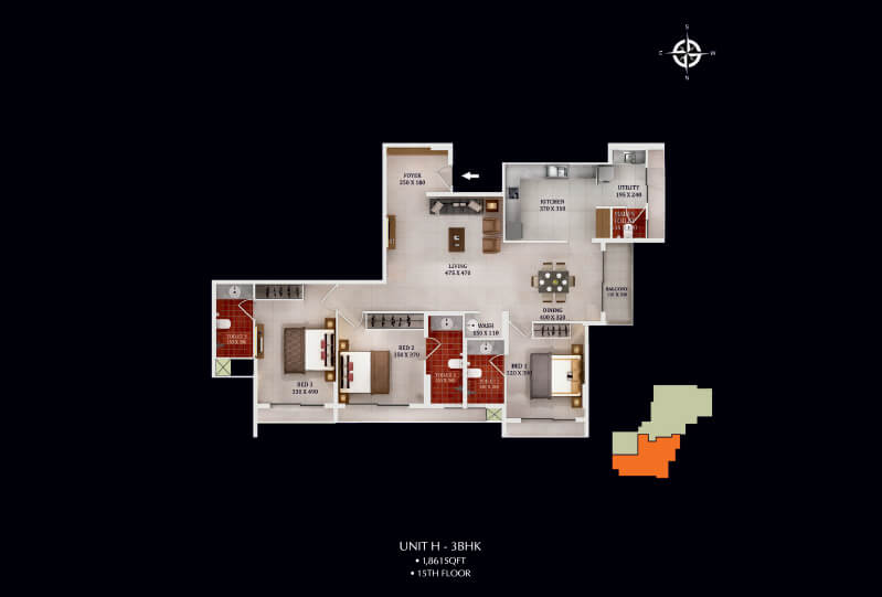 Urbanscape Dynasty - Unit H 3BHK