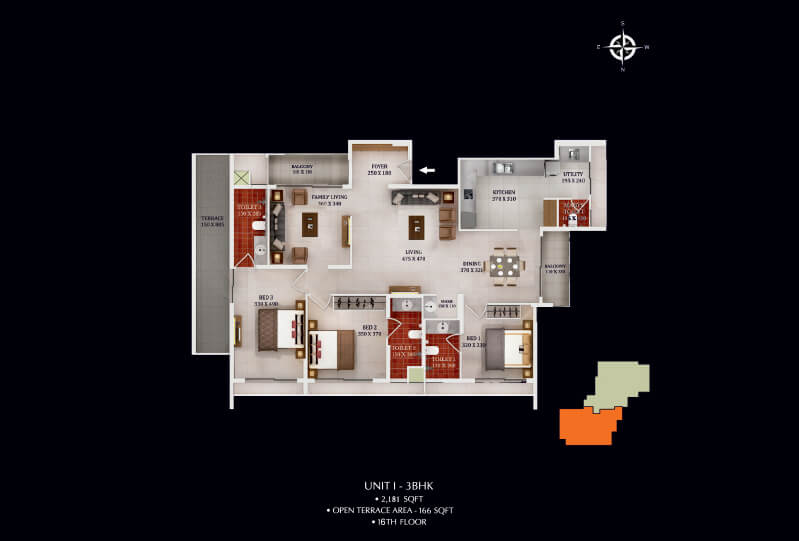 Urbanscape Dynasty - Unit I 3BHK