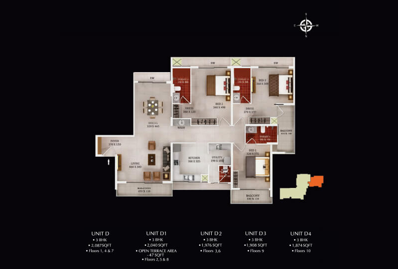 Urbanscape Dynasty - Unit D 3BHK
