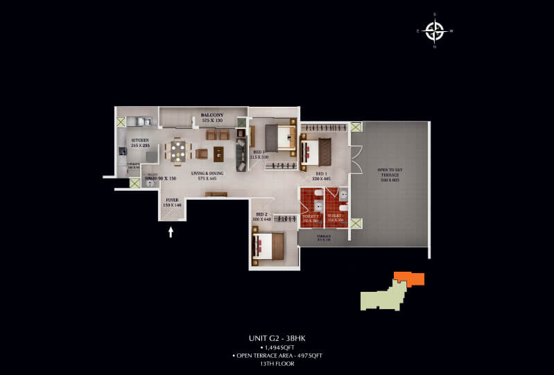 Urbanscape Dynasty - Unit G2 3BHK